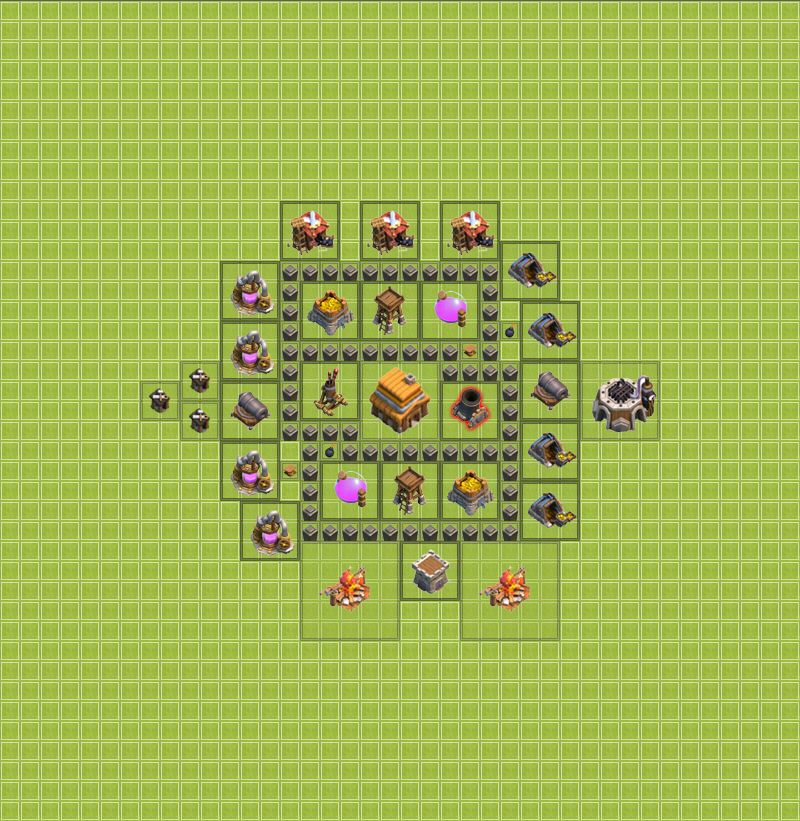 Расстановка базы в clash of clans th4 (ТХ4/ТХ 4)