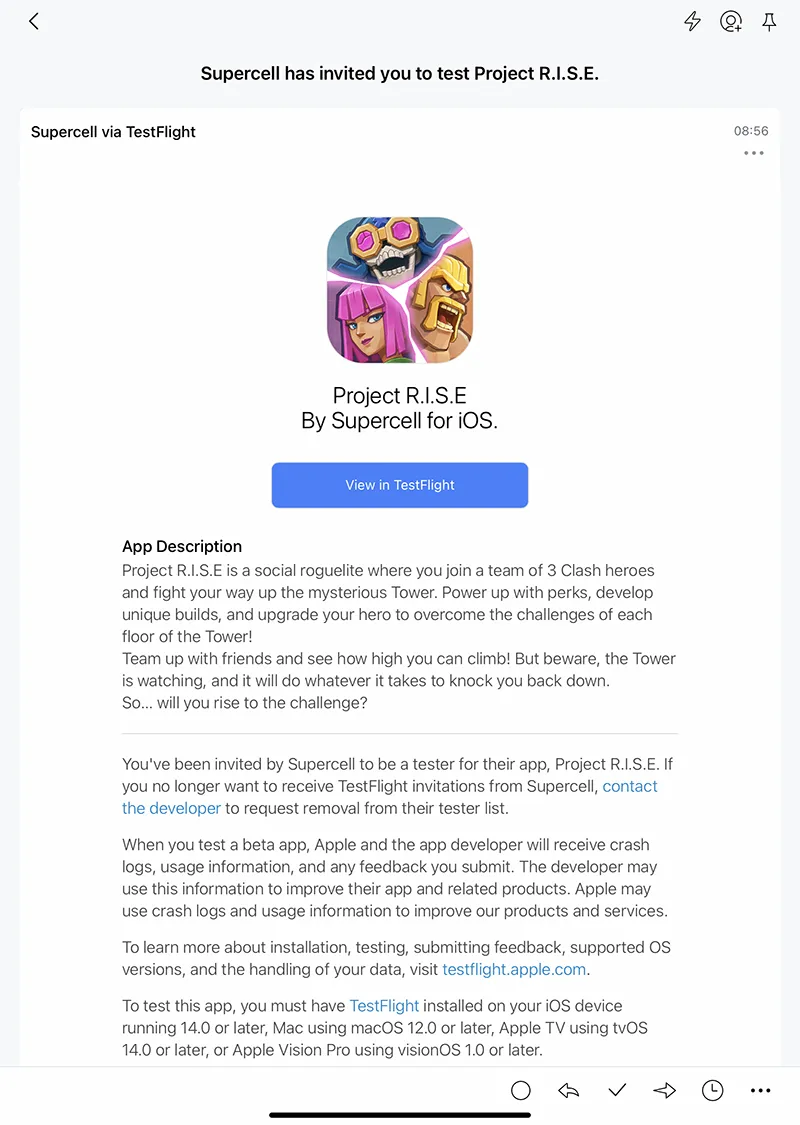 Invited test Project RISE