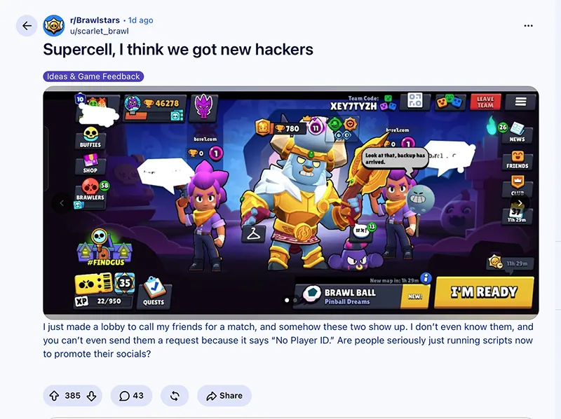 No Player ID в Brawl Stars